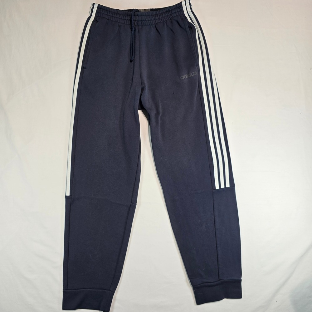 Adidas Mens Navy Blue 3-Stripe Fleece Jogger‎ Sweatpants FP7595 Size Medium